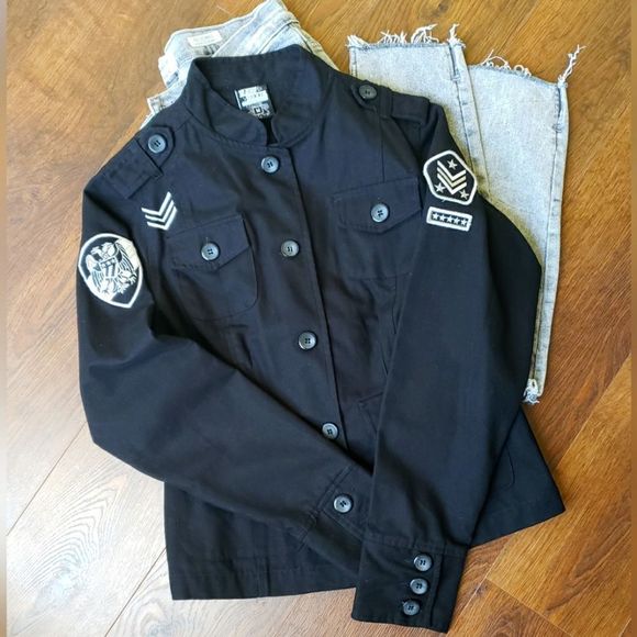 Raw Blue Jackets & Blazers - 𝅺Raw Blue The Denim Guruz Black Military Jacket